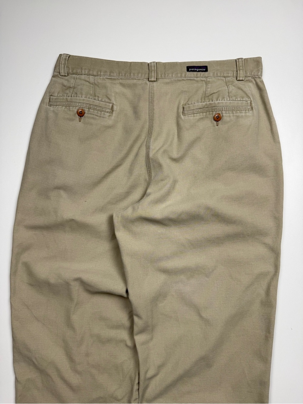 Vintage Patagonia Cotton Twill Chino Pants Mens W36 Khaki 90s Flat Front - Picture 2 of 11